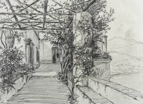 Deutscher Zeichner -  -  - Terrasse in Ravello (Amalfiküste)