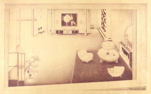 Erb, Willy -  -  - Entwurf für ein Salon-Interieur