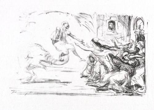 Slevogt, Max - Die Inseln Wak Wak - Die Inseln Wak Wak - Der Oheim der Prinzessinnen Schaikh Abd ad-Kaddus kommt auf einem Elefanten ins Schloss