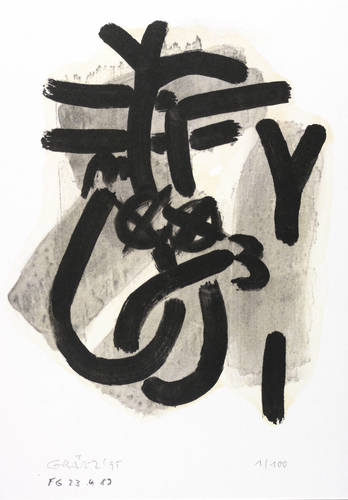 Gräsel, Friedrich -  -  - Ohne Titel (Zeichen und Kopf)