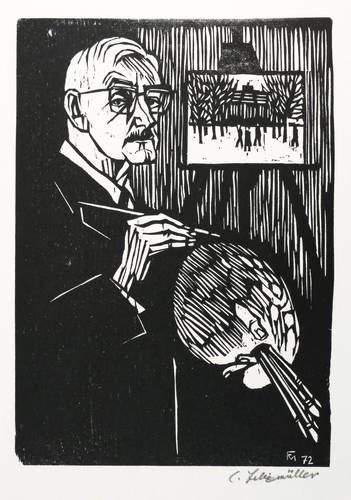 Felixmüller, Conrad -  -  - Selbstbildnis mit Palette an der Staffelei