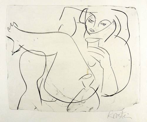 Schmidt-Kirstein, Helmut -  -  - Mädchen mit Glas und Karaffe