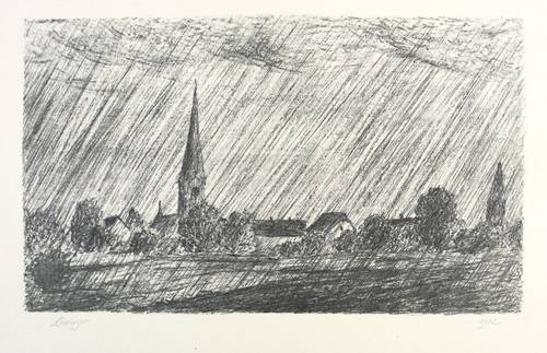 Lewinger, Ernst -  -  - Dorf im Regen