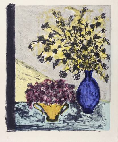 Schreiter, Elly -  -  - Fensterbild mit Blumenvasen