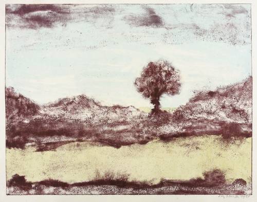 Schreiter, Elly -  -  - Flusslandschaft mit Bäumchen