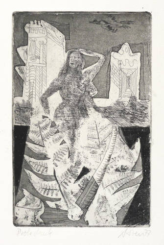 Dress, Andreas -  -  - Ohne Titel (Akt zwischen Türmen und fossilem Farn)