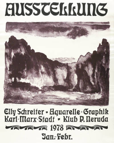 Schreiter, Elly - Ausstellungsplakat Klub Pablo Neruda Karl-Marx-Stadt - Ausstellungsplakat Klub Pablo Neruda Karl-Marx-Stadt - Felsenlandschaft