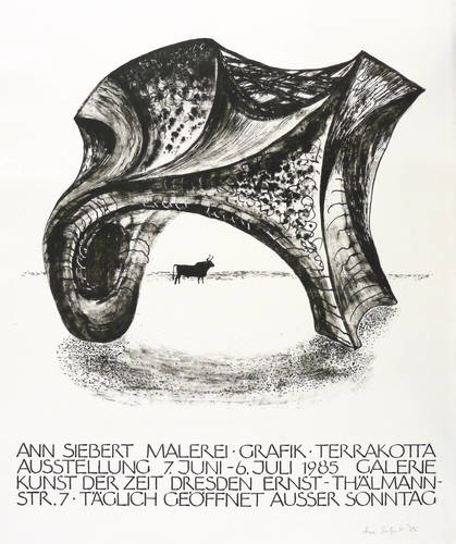 Siebert, Ann - Ausstellungsplakat Galerie Kunst der Zeit Dresden - Ausstellungsplakat Galerie Kunst der Zeit Dresden - Strand mit Stier