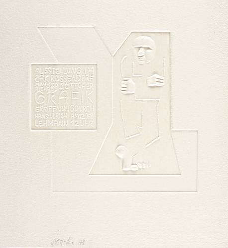 Böttcher, Manfred Richard - Einladungskarte ZFK Rossendorf - Einladungskarte ZFK Rossendorf - Stehender Mann