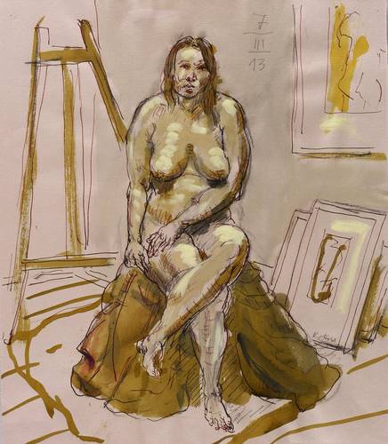 Maass, Konrad -  -  - Sitzender Akt im Atelier