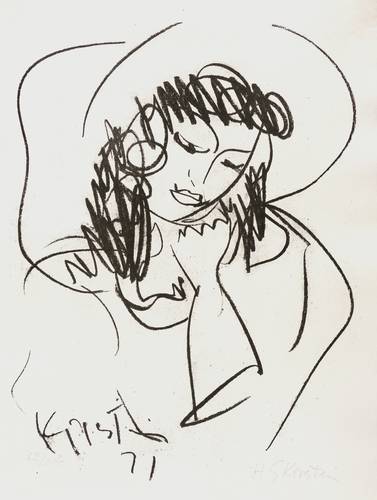 Schmidt-Kirstein, Helmut -  -  - Mädchen mit aufgestütztem Kopf