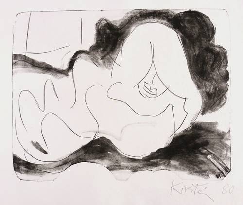 Schmidt-Kirstein, Helmut -  -  - Liegendes Mädchen, die Augen verdeckend