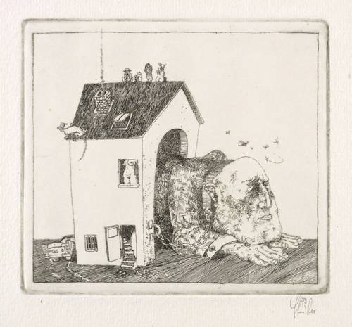 Deutscher Grafiker -  -  - Mann im Haus