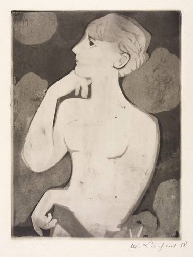 Lachnit, Wilhelm -  -  - In Gedanken (Halbakt mit aufgestütztem Kopf)