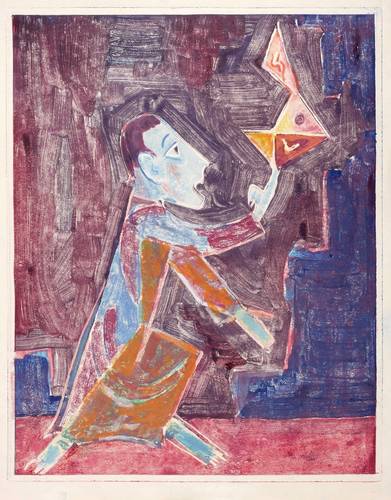 Schütze, Kurt -  -  - Vorführung (Mann mit Faltfigur)