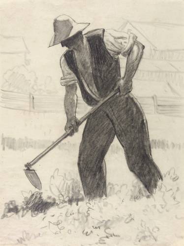 Enderlein, Karl -  -  - Bauer mit Feldhacke