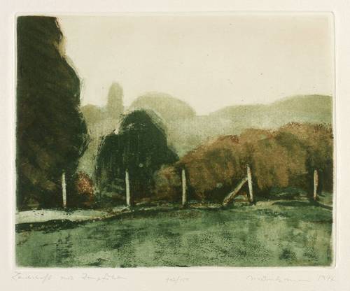 Butzmann, Manfred -  -  - Landschaft mit Zaunpfählen