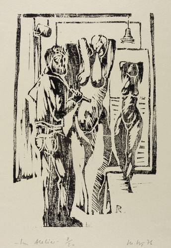 Deutscher Grafiker -  -  - Im Atelier