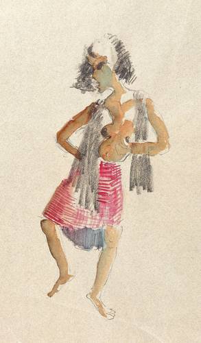 Langner, Reinhold -  -  - Tanzender Halbakt mit Tuch