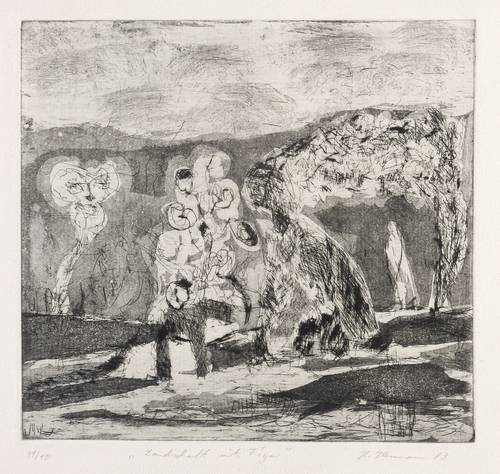 Kraft, Heidrun -  -  - Landschaft mit Figur