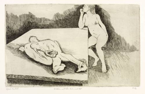 Escher, Hans -  -  - Stillleben mit totem Huhn und Akt