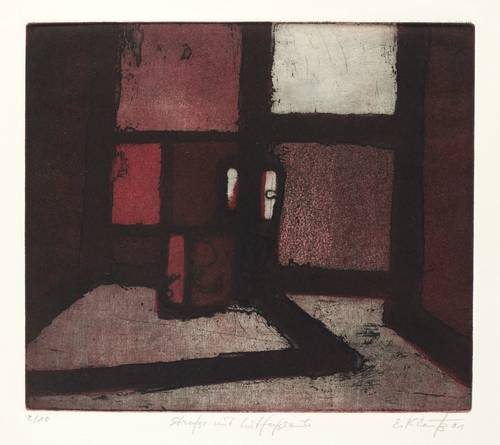 Klauß, Eberhard -  -  - Straße mit Litfaßsäule