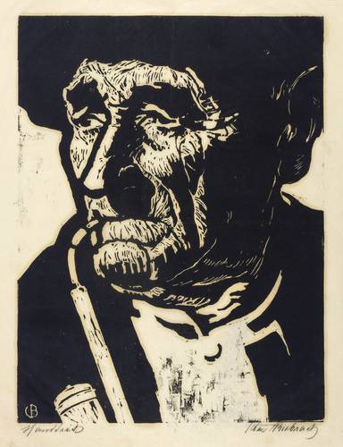 Biebrach, Karl Eugen -  -  - Alter mit Pfeife