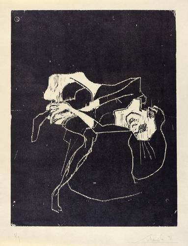 Scheib, Hans -  -  - Liegender Halbakt mit Strümpfen