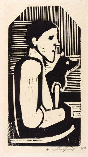 Lachnit, Wilhelm -  -  - Mann mit Hund