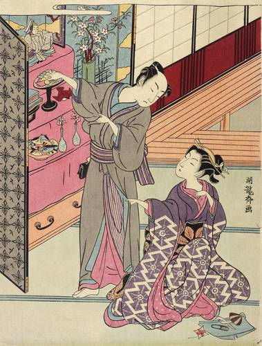 Koryusai, Isoda -  -  - Vorbereitung des Mädchenfests Hina-Matsuri (Yamato nishiki-e)