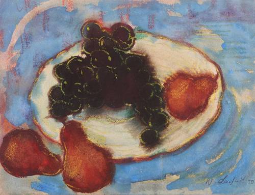 Lachnit, Wilhelm -  -  - Obstteller auf blauem Grund