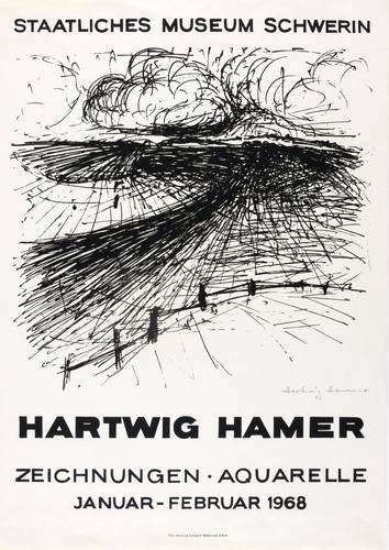 Hamer, Hartwig - Ausstellungsplakat Staatliches Museum Schwerin - Ausstellungsplakat Staatliches Museum Schwerin - Wolkenlandschaft