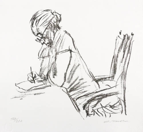 Mohr, Arno -  -  - Helene Weigel schreibend