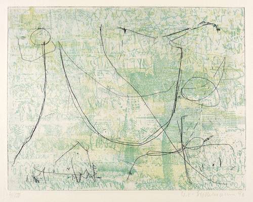 Biedermann, Wolfgang E -  -  - Ohne Titel (Kryptische Zeichen und Muster in Türkis)