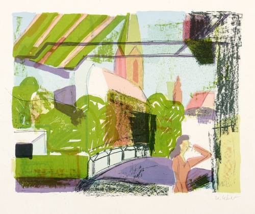 Leber, Wolfgang -  -  - Berliner Ansicht mit Kirchturm