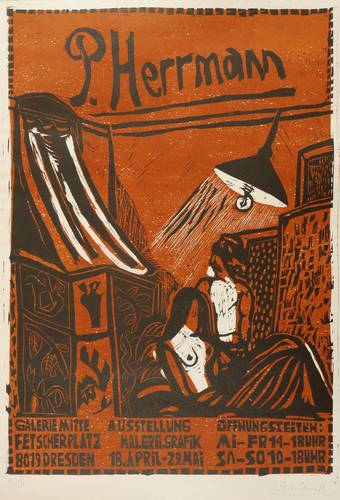 Herrmann, Peter - Ausstellungsplakat Galerie Mitte Dresden - Ausstellungsplakat Galerie Mitte Dresden - P. Herrmann