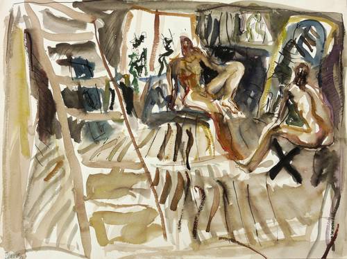 Leifer, Horst -  -  - Zwei Aktmodelle im Atelier