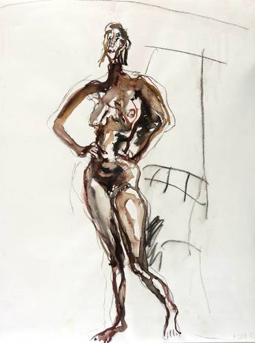Leifer, Horst -  -  - Stehender Akt mit eingestützten Armen
