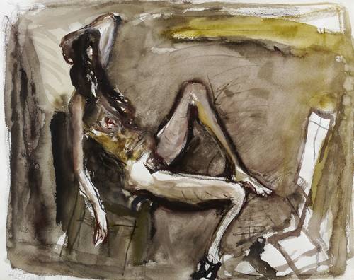 Leifer, Horst -  -  - Zurückgelehnter Akt mit Spiegel