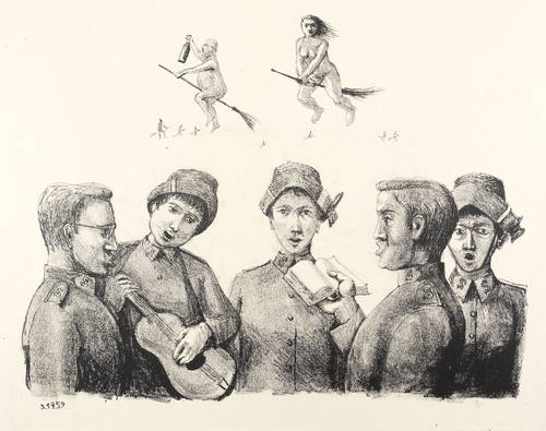 Escher, Hans -  -  - Ohne Titel (Singende Soldaten)