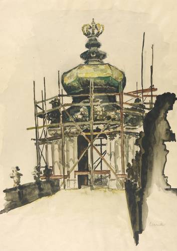 Deutscher Maler -  -  - Eingerüstetes Kronentor (Zwinger Dresden)