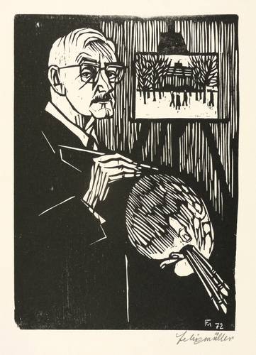 Felixmüller, Conrad -  -  - Selbstbildnis mit Palette an der Staffelei