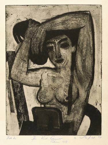 Lachnit, Wilhelm -  -  - Frauenakt, sich die Haare richtend (Am Morgen)