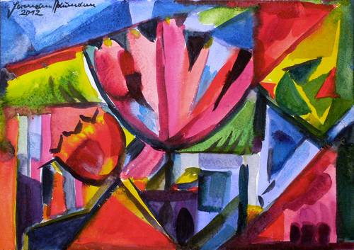 Naumann, Hermann -  -  - Große Blüten mit Häusern