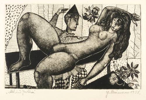 Naumann, Hermann -  -  - Akt und Harlekin