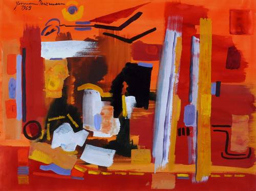 Naumann, Hermann -  -  - Komposition in Orange und Hellblau