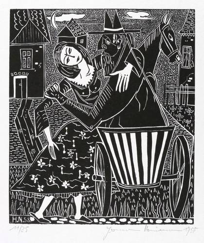 Naumann, Hermann - Tewje der Milchmann (Scholem Alejchem) - Tewje der Milchmann (Scholem Alejchem) - Ohne Titel (Mädchen an der Kutsche des Milchhändlers)