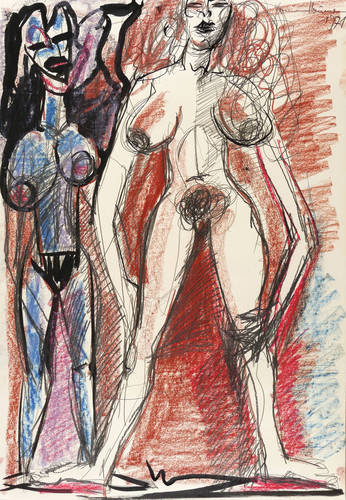 Naumann, Hermann -  -  - Zwei weibliche Akte (stehend)