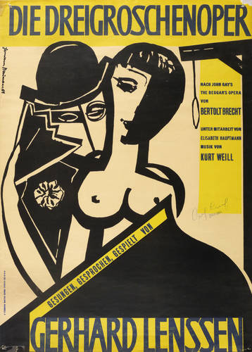 Naumann, Hermann - Plakat Ein-Mann-Theater Gerhard Lenssen - Plakat Ein-Mann-Theater Gerhard Lenssen - Die Dreigroschenoper