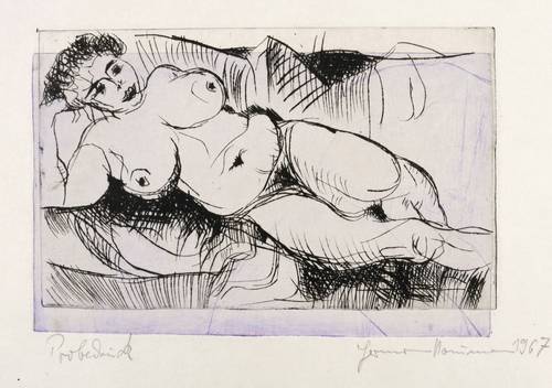 Naumann, Hermann -  -  - Ohne Titel (Liegender Akt)
